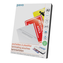 Pavo - Laminating Pouches A3 75/80 mic, Pack of 100 - Matt
