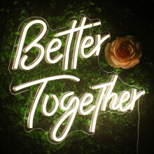 Looklight Better Together Neon Sign Warm White Led Neon Light Sign for Wall Decor Letters Neon Light for Bedroom Wedding Party Anniversary Birthday En