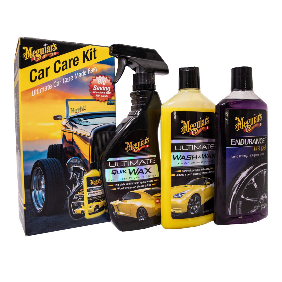 Meguiar's Car Care Starter Kit - Ultimate Car Care Made Easy - Includes Ultimate Wash And Wax, Quik Wax And Endurance Tire Gel 4260314990527