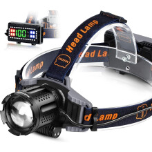 MIAOKE Head Torch, USB Rechargeable Headlamp 100000 Lumen Super Bright IPX5 Waterproof 4 Modes with Power Indicator and Warning Light for Adult Runnin
