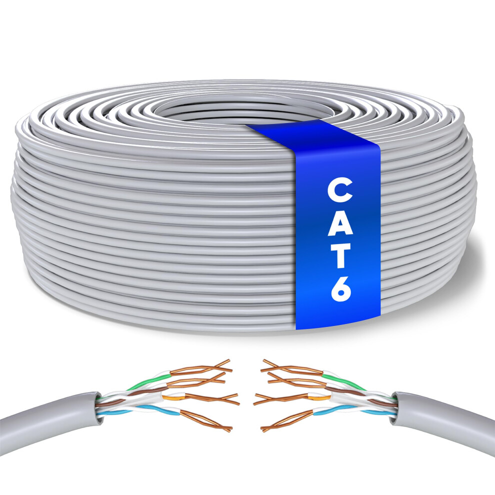 Mr. Tronic Bulk Cat 6 Ethernet Cable 100M, High Speed Lan Ethernet Network Cable, 100M Bulk Cat6 Internet 1 Gbps, 250 Mhz, Adsl Awg24, Utp Cca (100 Me 8437018037049
