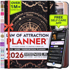 Law of Attraction Planner 2026 - Hourly, Weekly & Monthly Goal Setting Planner with Productivity App | 12 Month Life & Gratitude Journal | Include Fol