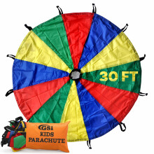 GSi Kids Play Parachute Rainbow Parachute Toy Tent Game for Children Gymnastics Cooperative Play and Outdoor Playground Activities (30 Feet)