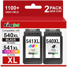 540XL and 541XL Ink Cartridges Twin Pack, Replacement for Canon 540 and 541 Ink Cartridges PG-540XL Black CL-541XL Colour, Compatible with Pixma TS515