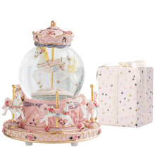 LOVE FOR YOU Gift Wrapped Music Box Carousel Horses Color Lights Unicorn Musical Snow Globe for Girls and Women Baby Kids Sister Daughter Mom Granddau