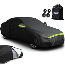 Favoto Sedan Car Cover Waterproof Breathable, Outdoor Full Car Cover Sun Rain Dust Snow All Weather Protection with Right Size Zipper, Universal Fit S