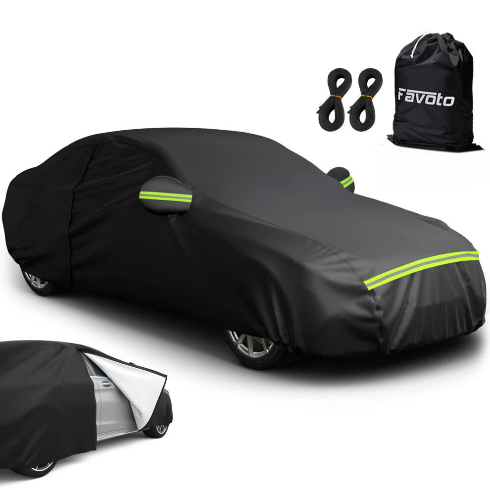 Favoto Sedan Car Cover Waterproof Breathable, Outdoor Full Car Cover Sun Rain Dust Snow All Weather Protection With Right Size Zipper 5051226474729