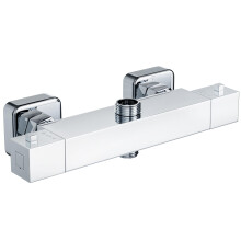 MORADO Thermostatic Bar Mixer Shower, Thermostatic Shower Bar with 3/4" G Top Outlet and 1/2" G Bottom Outlet,Square Shape, Brass, Chorme Finished, Wa