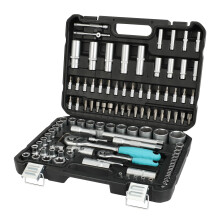 DURATECH Professional Socket Set 108-Piece, 1/2" and 1/4" Square Drive Quick Release Ratchet Socket Set with Carrying Box, Cr-V Sockets, S2 Bits, Univ