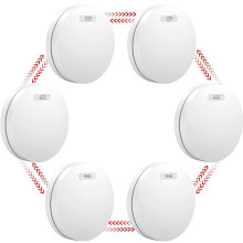 Wireless Interlinked Smoke Alarm 6 Pack, 10 Years Lithium Battery Powered Wireless Networked Smoke Detectors for Home by 433MHz, 85dB Audible Alarms f