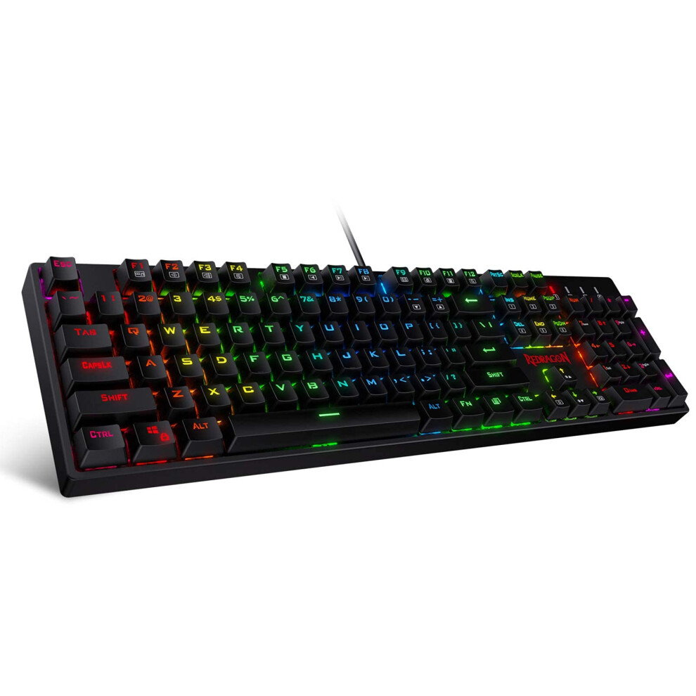 Redragon K582 Surara Mechanical Gaming Keyboard With 104 Keys Anti-Ghosting, Programmable Wired Keyboard, Multicolour Rgb Backlighting, Linear And Qu 5000797513313