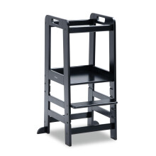 hauck Learn N Explore, Black - Montessori Learning Tower for Children 1+ Years up to 40 kg, FSC Certified Beechwood Adjustable Nursery Standing Tower