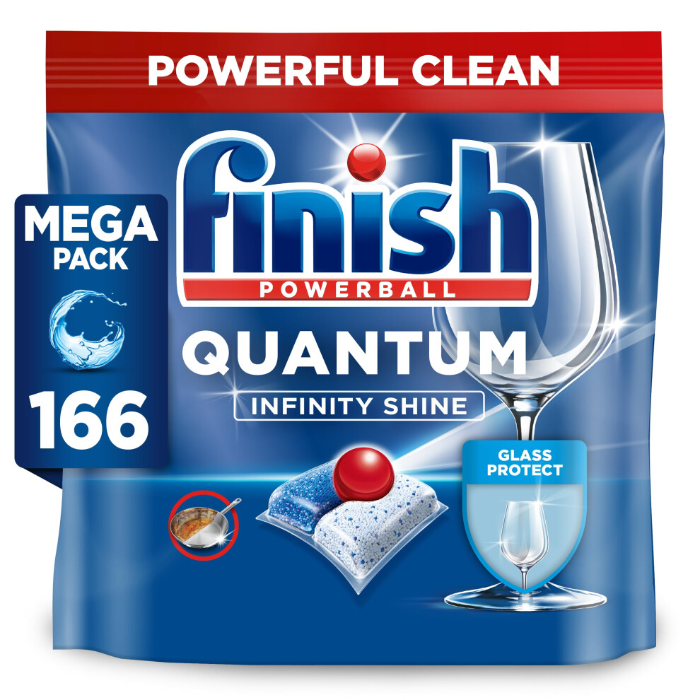 Finish Dishwasher Tablet, Quantum Infinity Shine, 166 Tablets (83 X 2 Pck), Fresh Scent, Powerful Clean & Shine Detergent Tabs, Tough On Grease Stain
