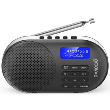 Groov-e Milan Rechargeable DAB & FM Digital Radio - Built-In Alarm Clock & Bluetooth Connectivity - LCD Display - USB or Battery Operated - Portable R