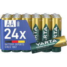 VARTA Power on Demand Ready2Use Pre-Charged AA Mignon (2100 mAh Ni-Mh Battery, Rechargeable without Memory Effect, Ready to Use) Pack of 24