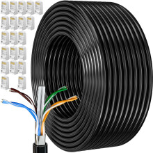 MEIPEK Ethernet Cable 100m, Cat 6 External Bulk Internet Cable 100 Meters FTP 23AWG High Speed Lan Network Shielded Anti-Jamming Weatherproof Rj45 Pat