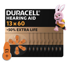 Duracell size 13 Hearing Aids batteries (pack of 60) +50% Extra Life, Easy Installation, 100% recyclable packaging, guaranteed 4 years in storage