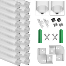 SENXINGYAN LED Aluminum Profile V-Shape 20x1m, Led Channel with Cover, Led Aluminum Channel and Diffuser for Led Strip Lights with Milky White Cover,
