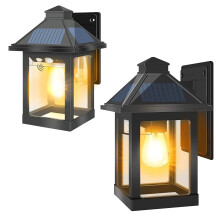 COLBOR Solar Wall Lantern Lights, Outdoor Vintage Light (2pcs) with 3 Smart Lighting Modes Motion Sensor Decorative LED Waterproof IP65 for Garage Gar