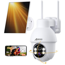 ANRAN 5MP Security Camera Outdoor Wireless with 360 View, Solar Security Camera Outdoor, Smart Siren/Spotlights, Two-way Talk, Humanoid Detection, Wo
