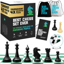Best Chess Set Ever Tournament Chess Set/Quadruple Weighted Staunton Pieces / 11.4cm King / 50x50cm Double-Sided Silicone Board/Foldable & Portable /