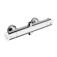 MORADO Thermostatic Shower Mixer Bar with Top Outlet 3/4" G and Bottom Outlet 1/2" G,Bar Mixer Shower,Round Shape,Brass,Chorme Finished,3/4" G to 1/2"