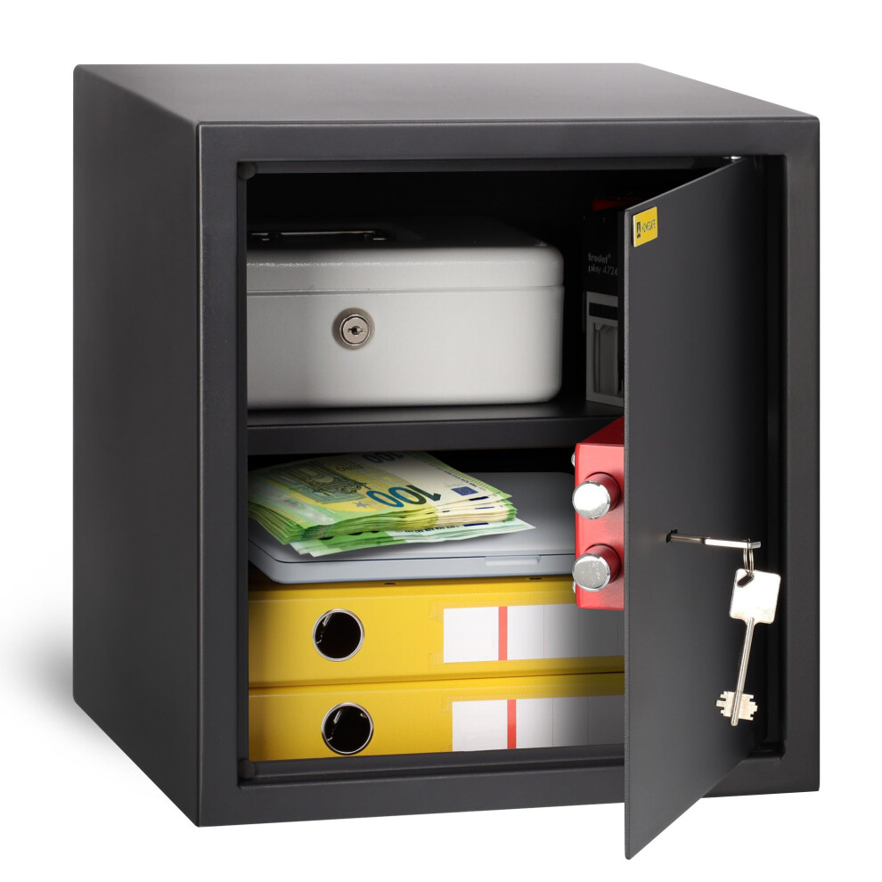 Homesafe Hv38k Safe Box With Key Lock, 38X35x35cm (Hxwxd), Money Lock Box For Home Security, Storage Safety Locker For Cash Savings, Jewelry Or Money, 4779022633850