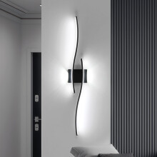 Comely LED Wall Lights Indoor 27W, Modern Black Wall Lights 6500K Cool Light, Aluminium Wall Lighting Fixtures for Bedroom Hallway Living Room Dining
