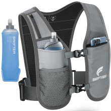 SWIFTVEST Running Vest for Women Men, INCLUDED - 500ml Soft Flask Water Bottle, Lightweight Reflective Phone Holder, Hydration Vest, Adjustable Unisex