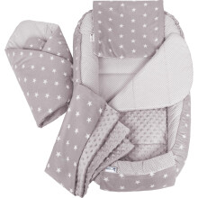 Medi Partners Baby Nest Pod for Newborn Babynest Bed 5pcs Set - 100x60x15 Lounger Essentials 0-12 Months sleeping bilateral Cocoon 100% Cotton (Stars