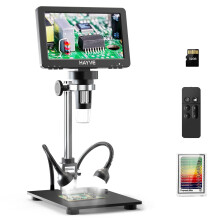 7'' HDMI Digital Microscope,1200X Coin Microscope with IPS Screen, 16MP Soldering Microscope with Lights, 8.5'' Long Stand, View Entire Coin, Compatib