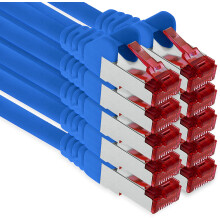 1aTTack.de - 10x 7.5m CAT6 patch cable S/FTP PIMF shielding CAT.6 RJ45 network cable Ethernet cable DSL LAN router switch modem patch panel - blue - 1