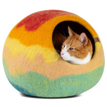 MEOWFIA Cat Cave – Premium Felt Cat Bed for Indoor Cats, Handmade Merino Wool (Tucson Sunset, Large)