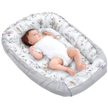 Medi Partners Baby Nest Pod for Newborn Babynest Sleep Bed - 100x60x15 Lounger Essentials 0-12 Months sleeping bilateral Cocoon 100% Cotton Waffle (De
