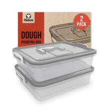 Chef Pomodoro Large Pizza Dough Proofing Box with 2 Trays and 2 Lids, 44 x 34 cm, Pizza Dough Container with Lid Fits 6-8 Dough Balls, Pizza Dough Tra