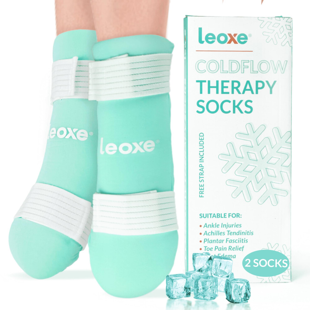 Leoxe Ankle Foot Ice Pack Wrap, Reusable Cold Therapy Gel Socks For Injuries, Foot Sprained, Swelling, Toe Pain, Foot Edema, Plantar Fasciitis, Achill