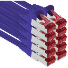 1aTTack.de - 10x 2m CAT6 patch cable S/FTP PIMF shielding CAT.6 RJ45 network cable Ethernet cable DSL LAN router switch modem patch panel - purple - 1