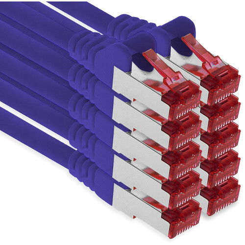 1aTTack.de - 10x 2m CAT6 patch cable S/FTP PIMF shielding CAT.6 RJ45 network cable Ethernet cable DSL LAN router switch modem patch panel - purple - 1