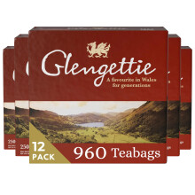 Glengettie Black Tea Bags 250g x 12 Multipack (960 Tea Bags) Strong Welsh Brew Since 1952 Full Flavoured Kenyan & Assan Blend Ethical & Sust