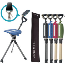 Ta-Da Chair Series 2 PRO - Walking Stick with Seat, Lightweight Aluminium Pole Frame & Sturdy Foldable Stool (up to 136kg), Easy Folding Design, Ideal