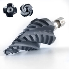 toolant Four Spiral Flute Cobalt Step Drill Bit(Pro Max), 4-22mm Impact Ready Four Spiral Flutes Unibit Step Bit, 1/4" Hex Shank Unibit for Metal, Sta
