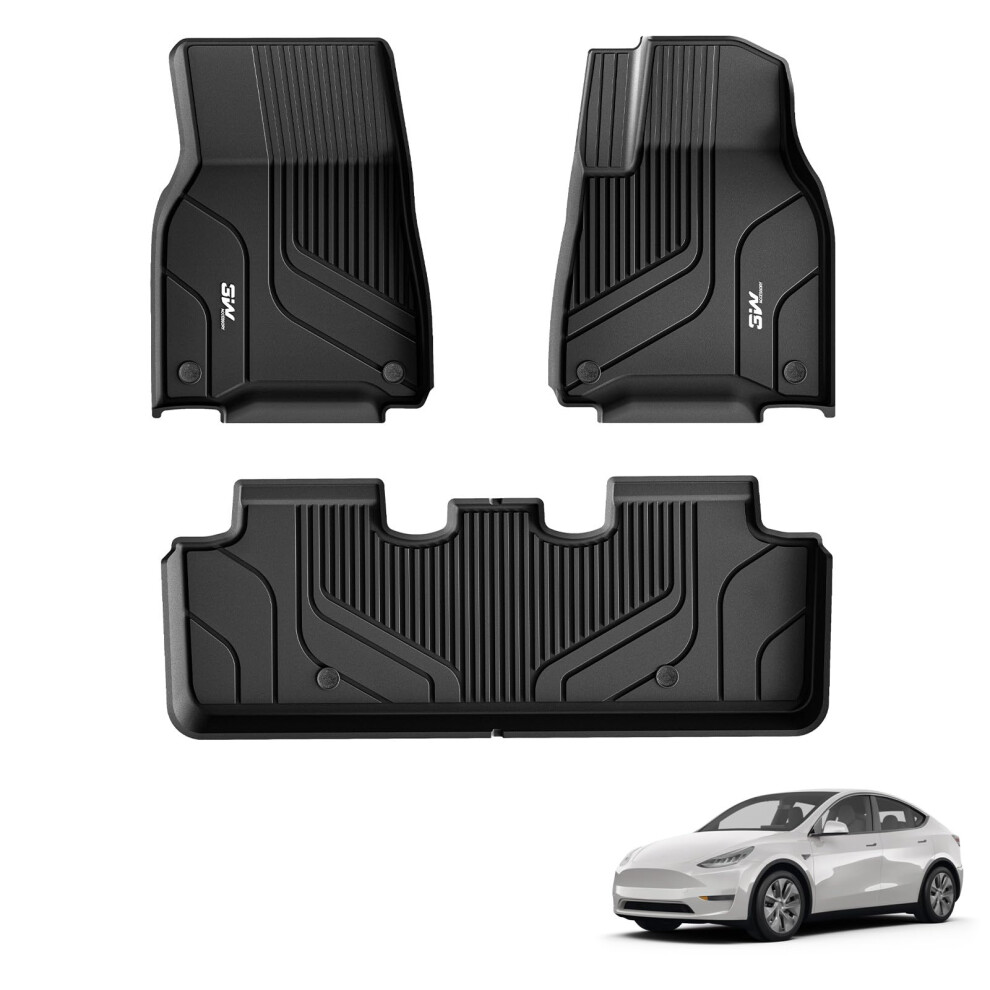 3W Boot Liner Fit For Tesla Model Y 2021 2022 2023 2024, All Weather Dog Friendly Tpe Boot Mats Custom Fit Tesla Model Y 5051226480300