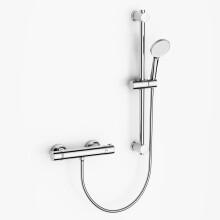 MORADO Thermostatic Shower Bar with Adjustable Riser Kit, Wall Mounted Bar Mixer Shower with 1.5M Hose Pipe and 3 Function Handhled Shower, Chrome, MO