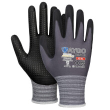 KAYGO Work Gloves with Grip Dots on Palm for Anti-Slip - 12 Pairs, KG19N, MicroFoam Nitrile Coated Light Oil Compatible, Seamless Knit Nylon Gripper W