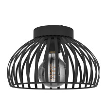 Eglo Ceiling Light Fixture Mogano 3, Flush-Mount Ceiling lamp in Monochrome Design, Black Metal Living Room and Hallway Lighting, E27 Socket, Ø 11 in