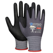 KAYGO Work Gloves with Grip Dots on Palm for Anti-Slip - 12 Pairs, KG19N, MicroFoam Nitrile Coated Light Oil Compatible, Seamless Knit Nylon Gripper W