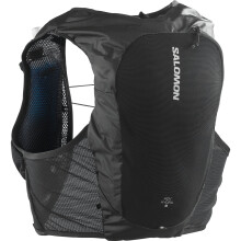 Salomon Hydra 8 Unisex Hydration Vest with 2 Soft Flasks (500ml), Trail Running and Hiking, Black, Large
