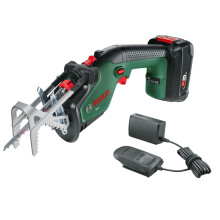 Bosch Cordless Garden Saw Keo (1 Battery 2.0 Ah, 18 Volt System, Cutting Diameter 80 mm, with Swiss Precision Blade Wood Included, in Carton Packaging
