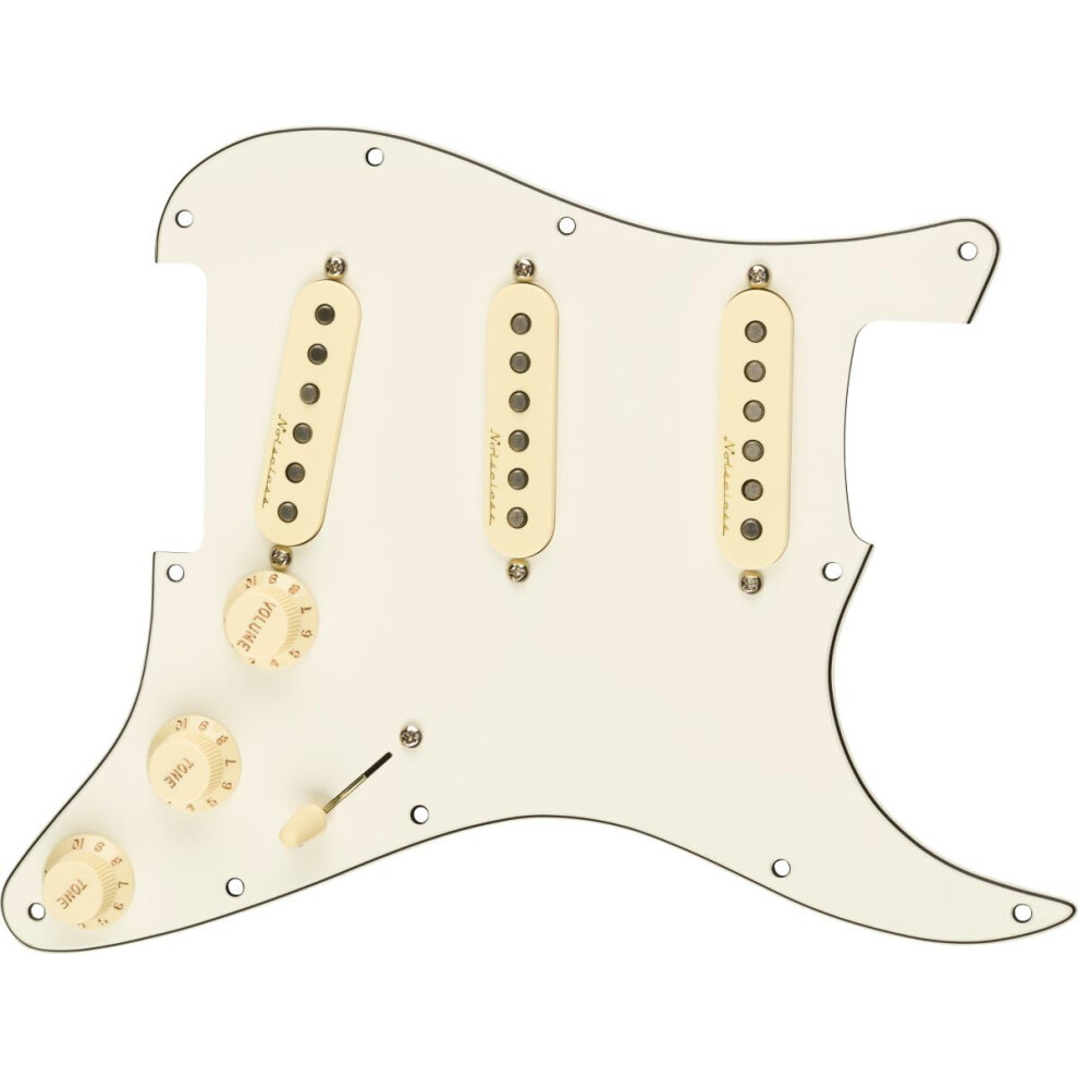Fender Pre-Wired Strat Pickguard, Vintage Noiseless Sss, Parchment 11 Hole Pg