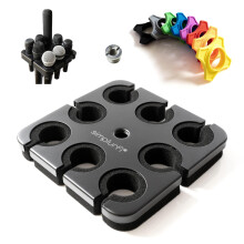 Simplurfi Multi Microphone Holder For Mic Stand - Square Tray Attachment holds up to 8 mics On Stage Organizer and Display - 8 Anti-roll Rings Include